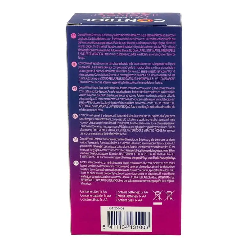 Ovládanie vibrátora Velvet Secret