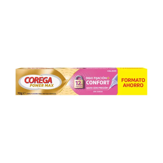 Corega Max Fixácia + Komfort – upevňovací krém na zubné náhrady, 70 g