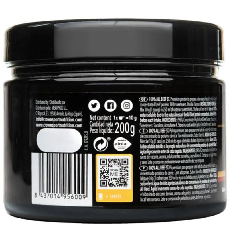 Crown Sport Nutrition 100 % hovädzie mäso s príchuťou vanilky, 200 g (20 porcií) 