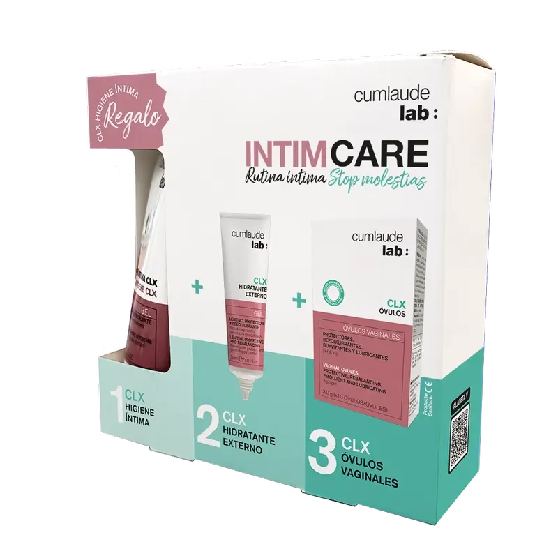 Cumlaude Lab Pack Stop Molestias Clx – vonkajší hydratačný prípravok 30 ml + vaginálna čapka Clx + darček na intímnu hygienu 100 ml