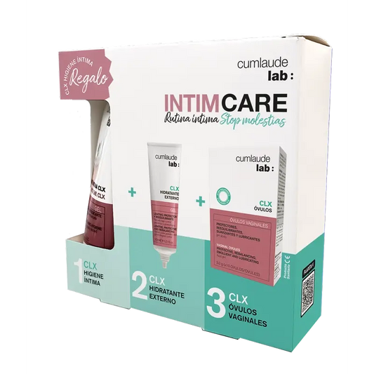 Cumlaude Lab Pack Stop Molestias Clx – vonkajší hydratačný prípravok 30 ml + vaginálna čapka Clx + darček na intímnu hygienu 100 ml