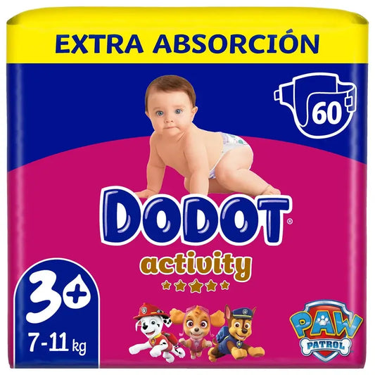 Dodot Activity veľkosť 3 Extra Jumbo (7–11 kg), 60 plienok