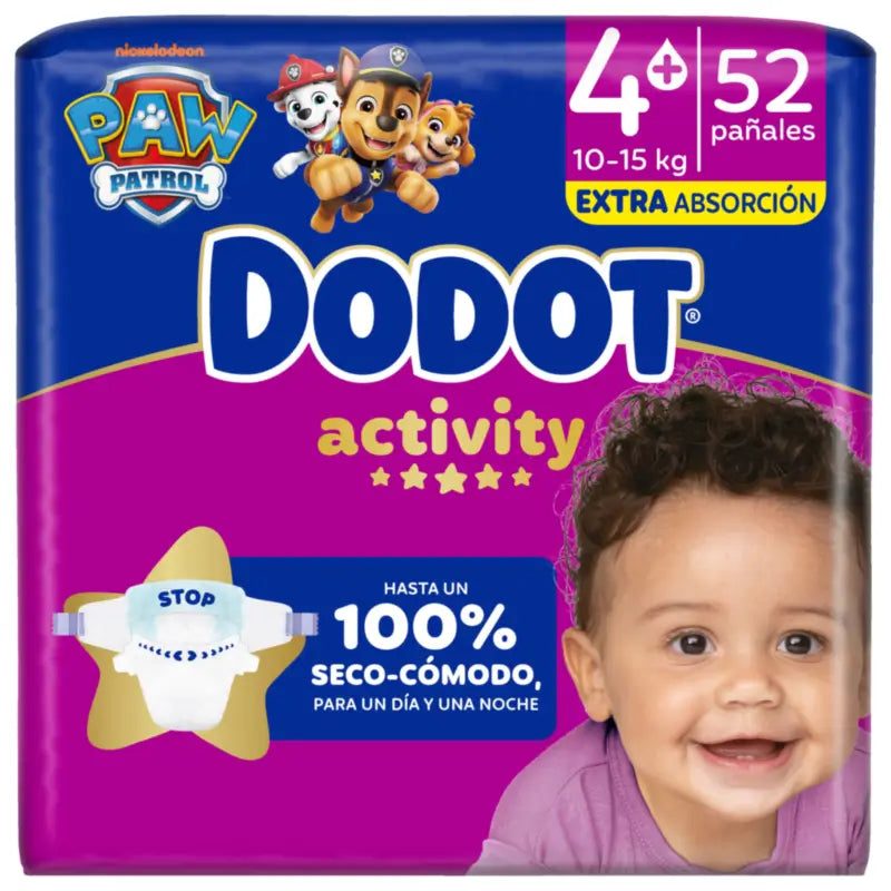 Dodot Activity veľkosť 4+ Extra Jumbo (10–15 kg), 52 plienok