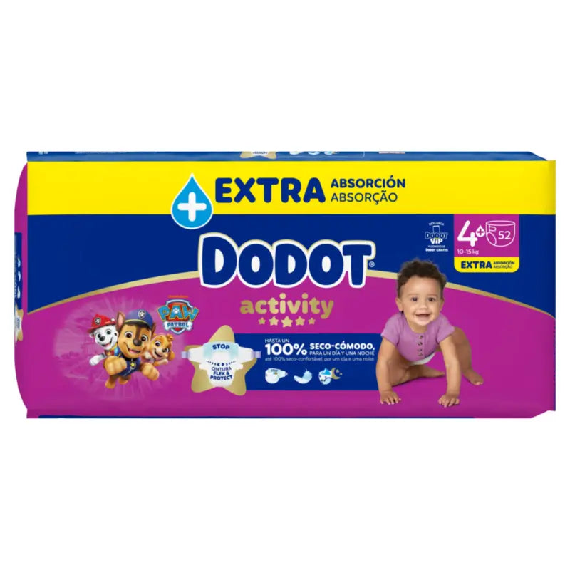 Dodot Activity veľkosť 4+ Extra Jumbo (10–15 kg), 52 plienok