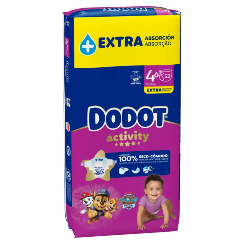 Dodot Activity veľkosť 4+ Extra Jumbo (10–15 kg), 52 plienok