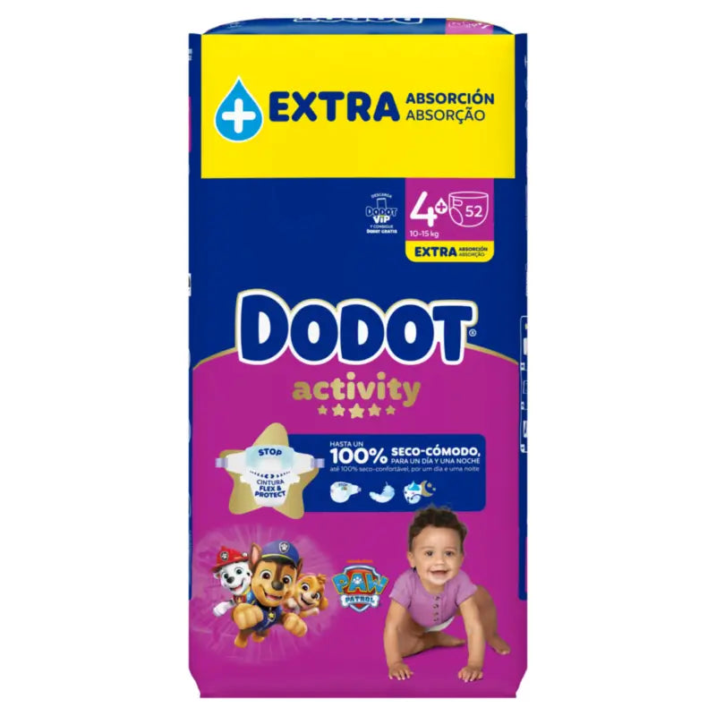 Dodot Activity veľkosť 4+ Extra Jumbo (10–15 kg), 52 plienok