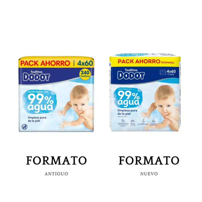 Dodot vlhčené utierky 99 % Aqua, 4x60, 240 kusov