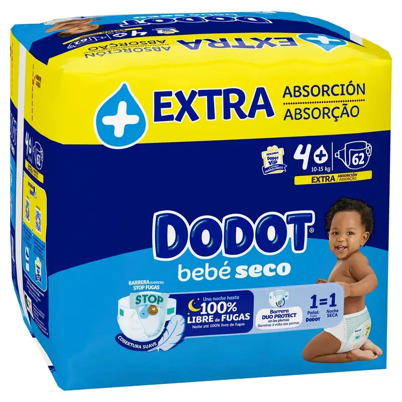 Dodot Bebé Seco veľkosť 4 (10–15 kg), 62 plienok