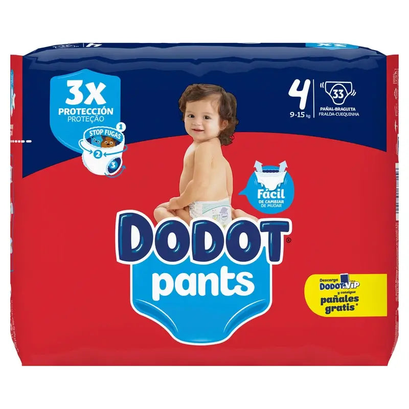 Dodot Pants Plienky veľkosť 4 (9–15 kg), 33 kusov