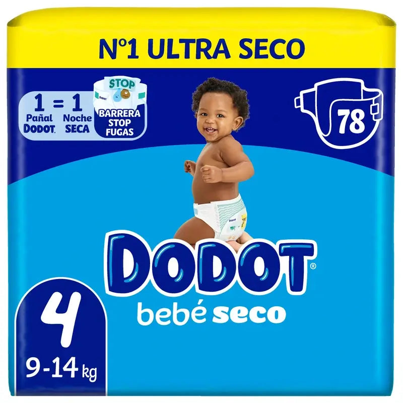 Dodot Bebé Seco, veľkosť 4 (9–14 kg), 78 plienok