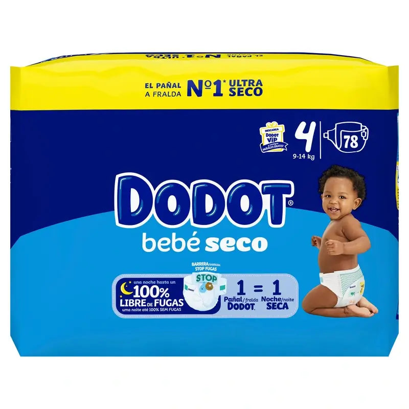 Dodot Baby Dry Size 4 (9-14 Kg), 78 Nappies