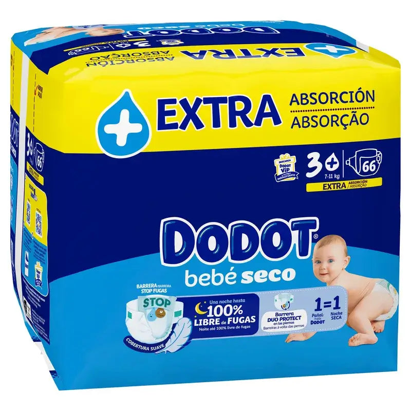 Dodot Bebé Seco veľkosť 3+ (7–11 kg), 66 plienok