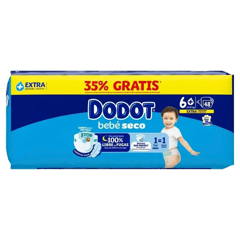 Dodot Bebé Seco, veľkosť 6+ (+14 kg), 2x48 plienok