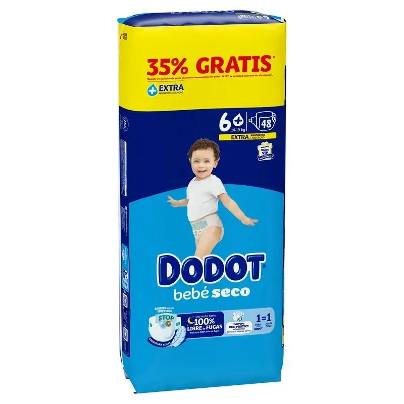 Dodot Bebé Seco, veľkosť 6+ (+14 kg), 2x48 plienok