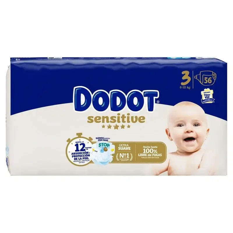 Dodot Sensitive veľkosť 3 (6–10 kg), 112 plienok