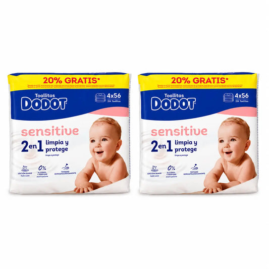 Dodot vlhčené utierky Sensitive, 2x224 kusov