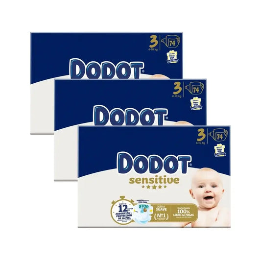 Dodot Sensitive Size 3 Box, 74 Nappies