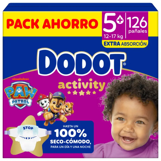 Dodot Activity veľkosť 5+, 12 kg – 17 kg, 126 plienok
