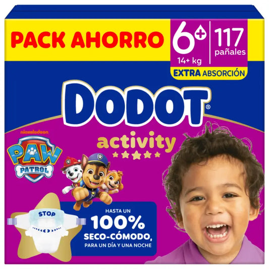 Dodot Activity veľkosť 6+, 14 kg – 19 kg, 117 plienok
