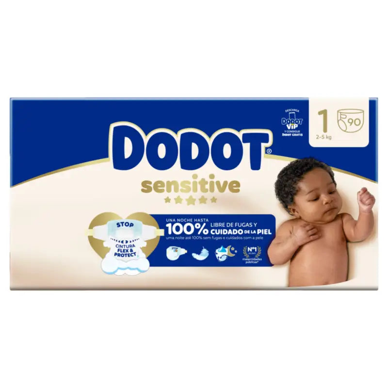 Dodot Sensitive Veľkosť 1, 2 kg – 5 kg, 90 plienok
