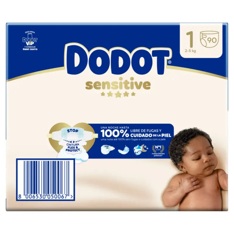 Dodot Sensitive Veľkosť 1, 2 kg – 5 kg, 90 plienok