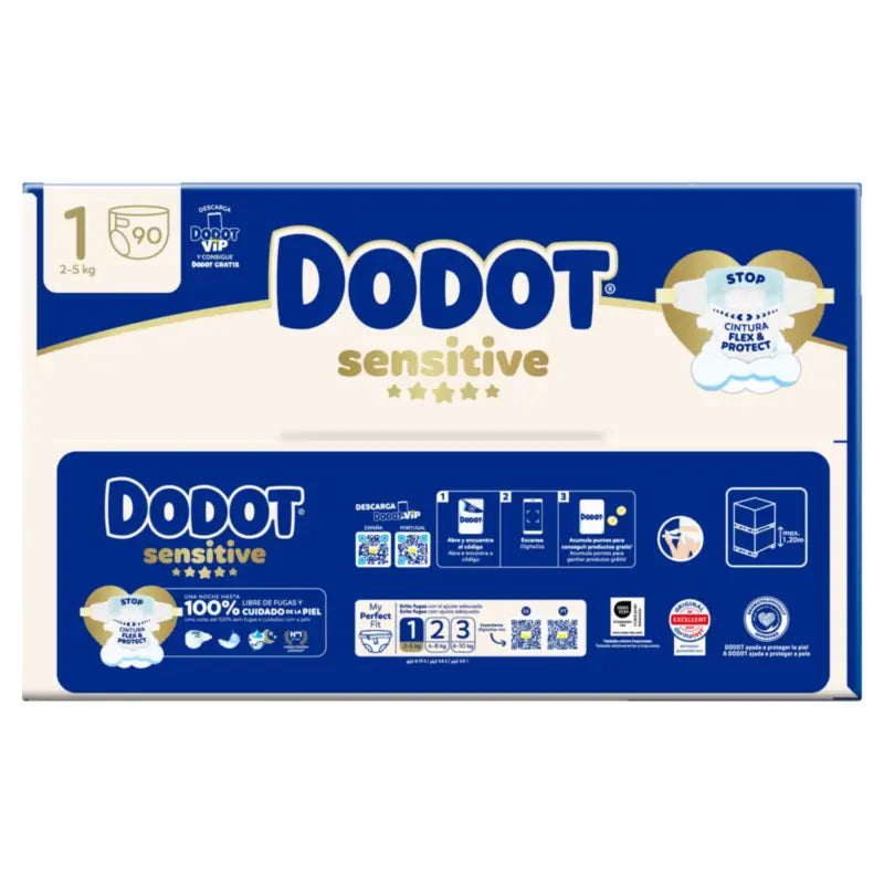 Dodot Sensitive Veľkosť 1, 2 kg – 5 kg, 90 plienok