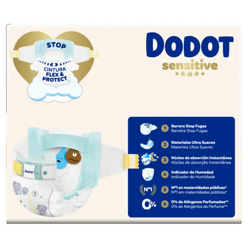 Dodot Sensitive Veľkosť 1, 2 kg – 5 kg, 90 plienok