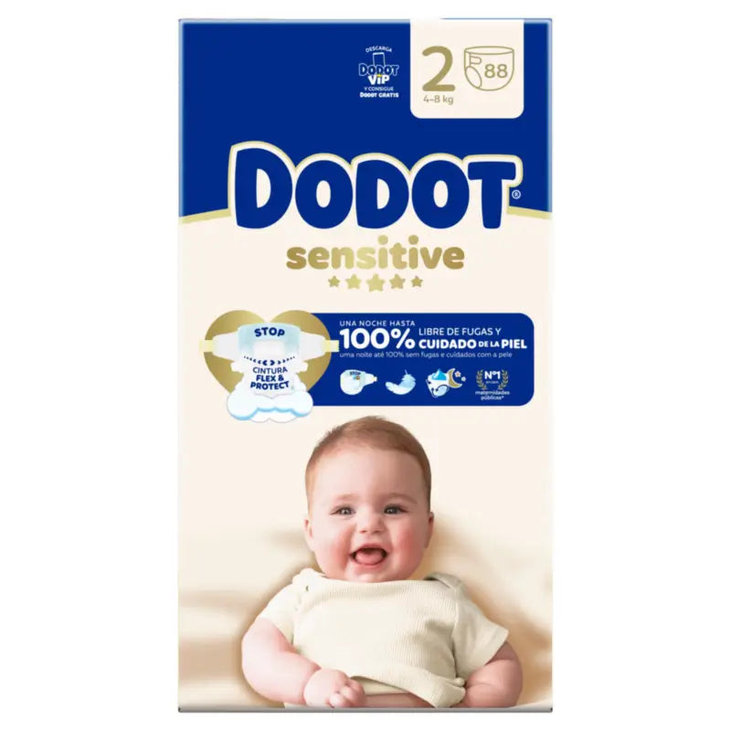 Dodot Sensitive Veľkosť 2, 4 kg – 8 kg, 88 plienok