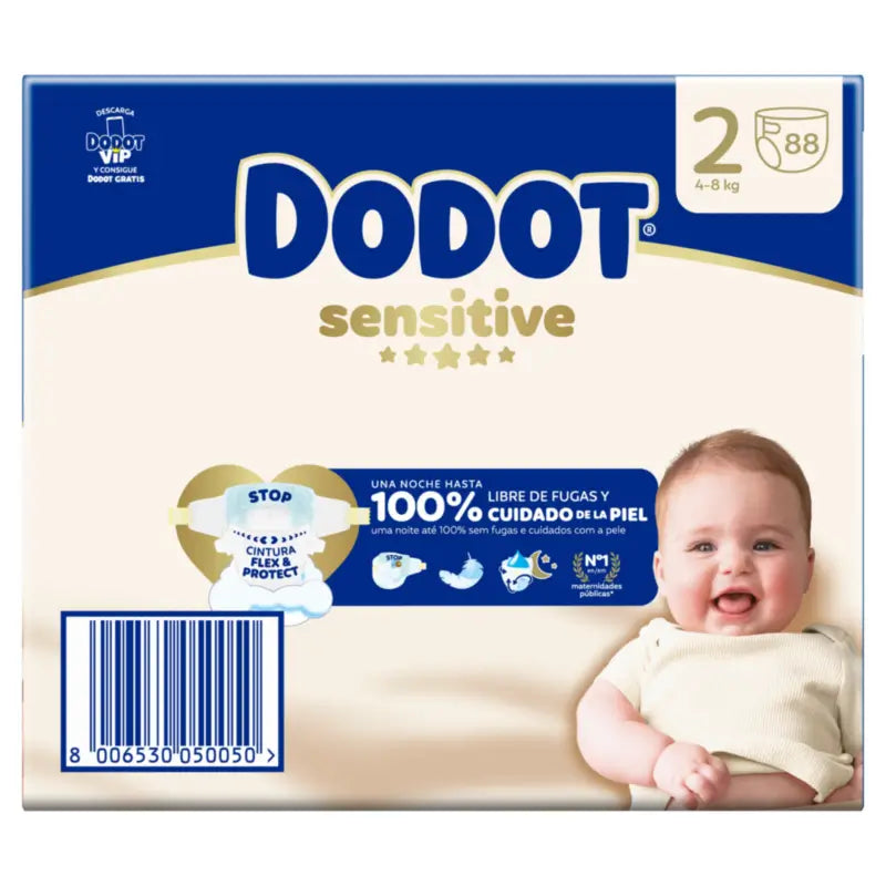 Dodot Sensitive Veľkosť 2, 4 kg – 8 kg, 88 plienok