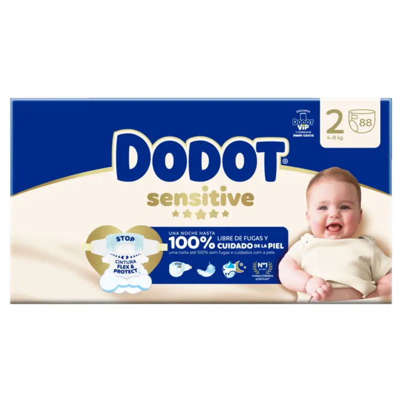 Dodot Sensitive Veľkosť 2, 4 kg – 8 kg, 88 plienok
