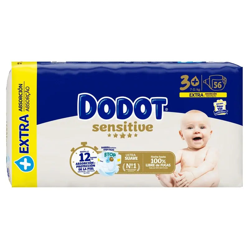 Dodot Sensitive Extra Jumbo veľkosť 3+, 56 plienok