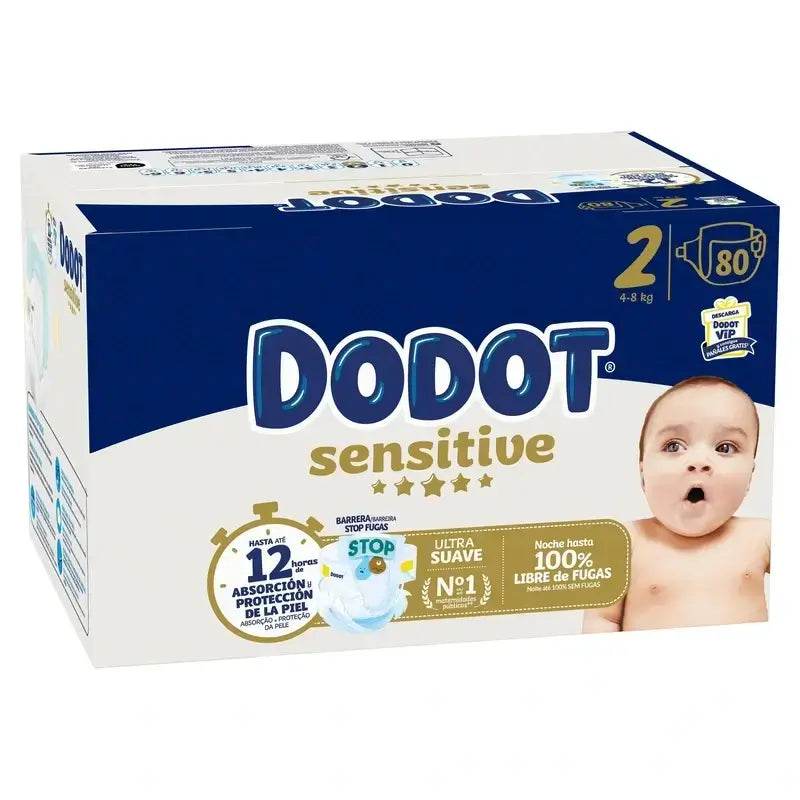 Dodot Sensitive veľkosť 2, 2 x 80 plienok + detské vlhčené utierky Pure Aqua, 288 kusov