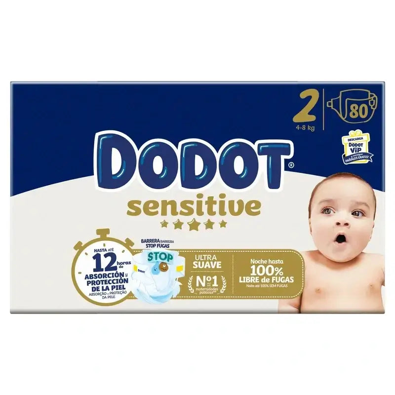 Dodot Sensitive veľkosť 2, 2 x 80 plienok + detské vlhčené utierky Pure Aqua, 288 kusov