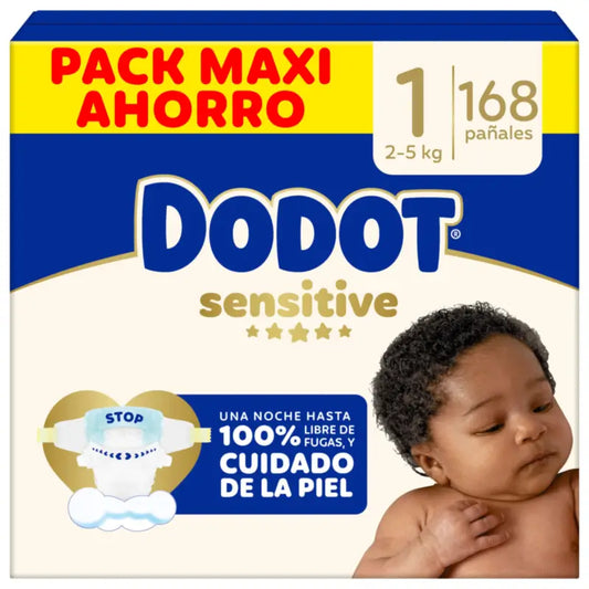 Dodot Sensitive Veľkosť 1, plienky, 2 kg – 5 kg, 168 ks