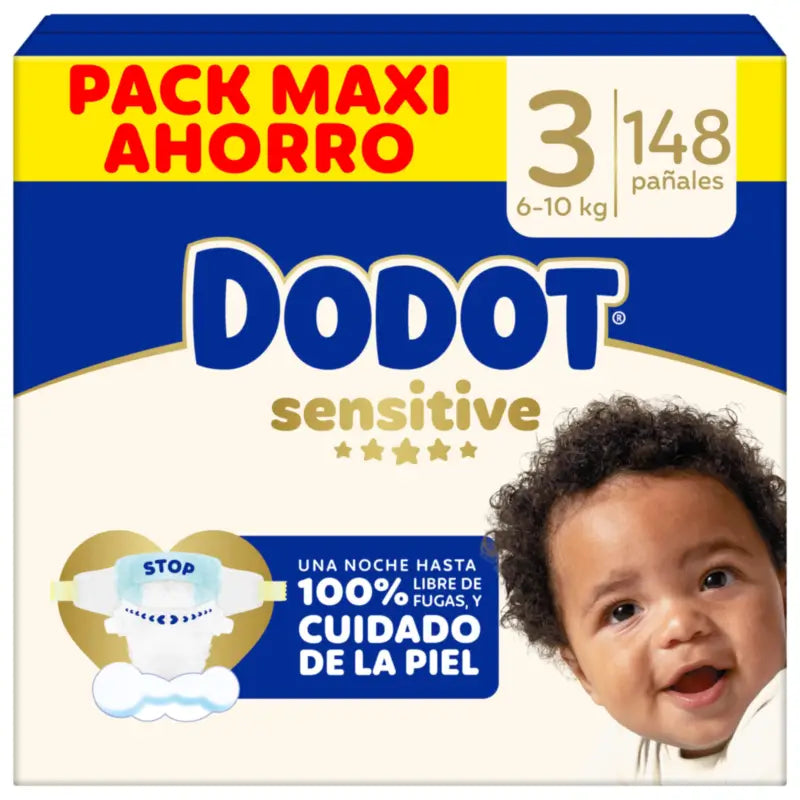 Dodot Sensitive veľkosť 3, plienky, 6 kg – 10 kg, 148 ks