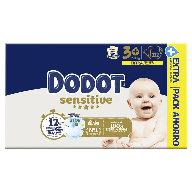 Dodot Sensitive Extra-Box veľkosť 3+, 112 plienok