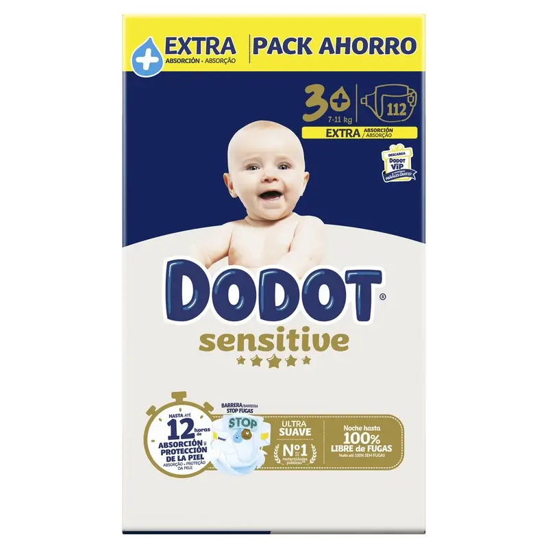 Dodot Sensitive Extra-Box veľkosť 3+, 112 plienok