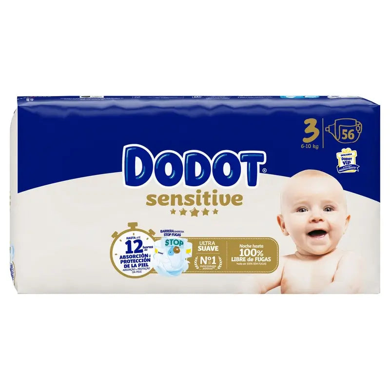 Dodot Sensitive veľkosť 3 (6–10 kg), 56 plienok