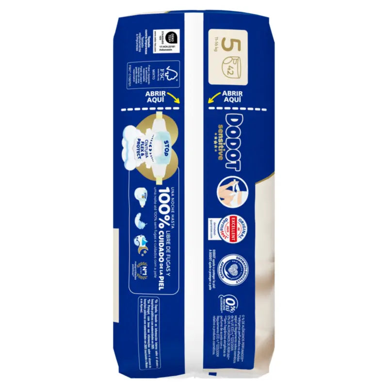 Dodot Sensitive veľkosť 5 (12–16 kg), 42 plienok