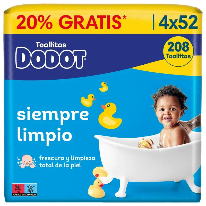 Dodot náhradné vlhčené utierky, 208 kusov