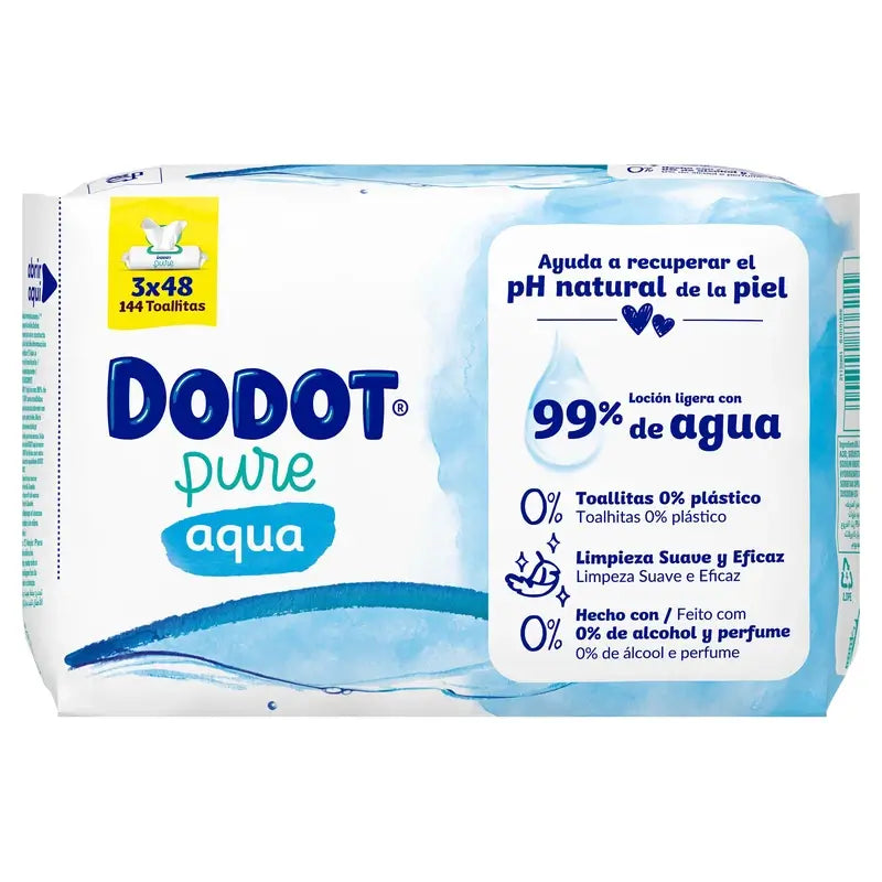 Dodot Dodot Aqua Plastic Free Wipes 3x48, 144 pcs.