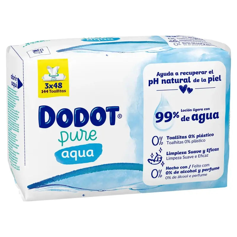 Dodot vlhčené utierky Aqua Plastic Free 3x48, 144 kusov