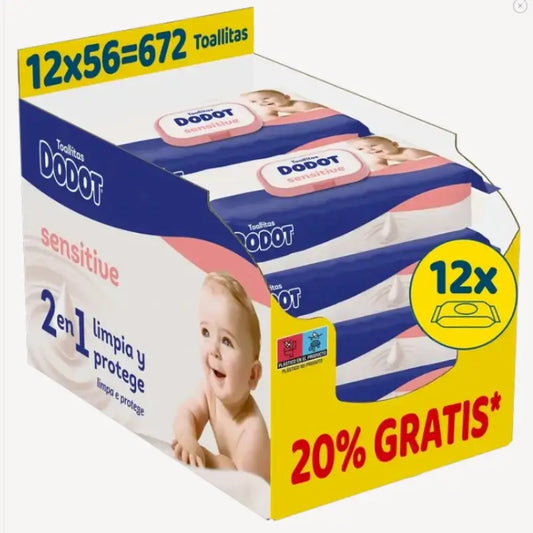 Dodot vlhčené utierky Sensitive, 12 x 56, 672 kusov