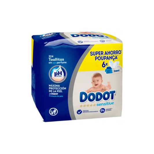 Dodot Sensitive Wipes, 6X54 (324 Units)