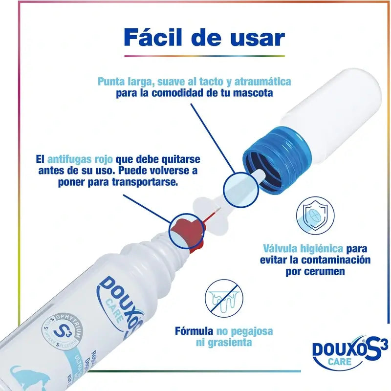Douxo S3 Care – pleťová voda na uši pre psov a mačky, na časté použitie, 120 ml
