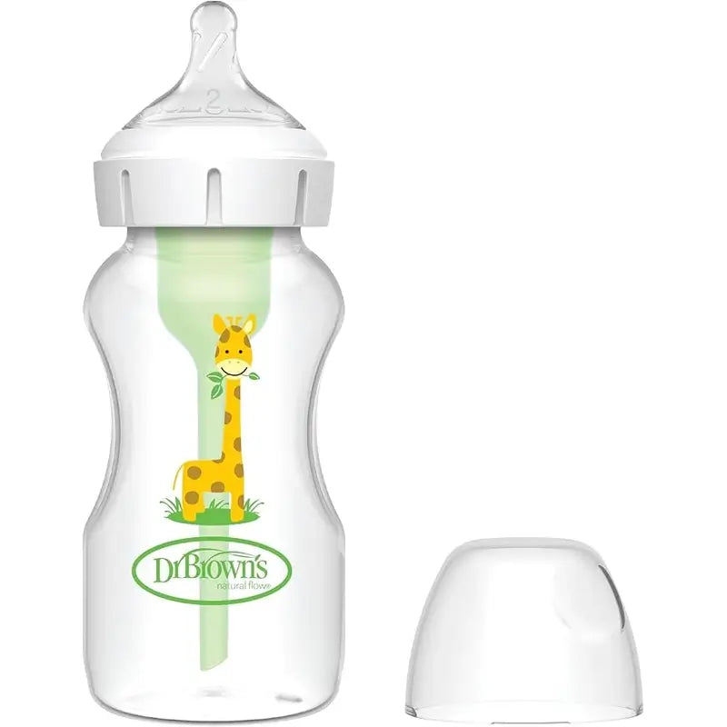 Kŕmna fľaša Dr. Brown's so širokým hrdlom „Žirafa“ z PP, Options + cumlík č. 2, 270 ml