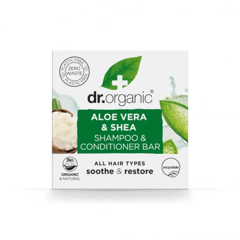 Dr.Organic Pevný šampón a kondicionér s aloe vera a karité – pre všetky typy vlasov, 75 ml