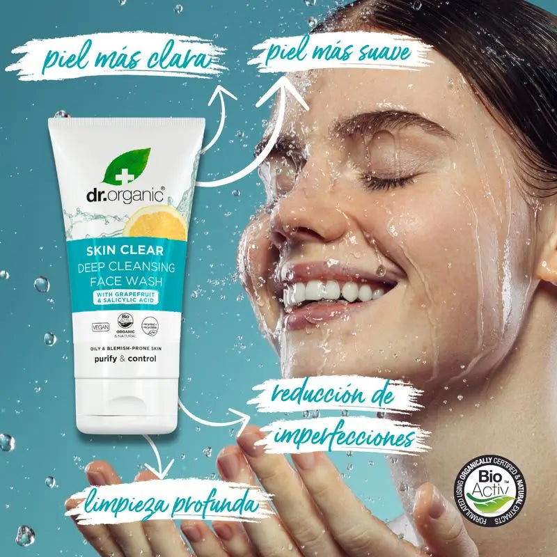 Dr.Organic Skin Clear Čistiaci prípravok na tvár pre aknóznu alebo mastnú pleť, 125 ml