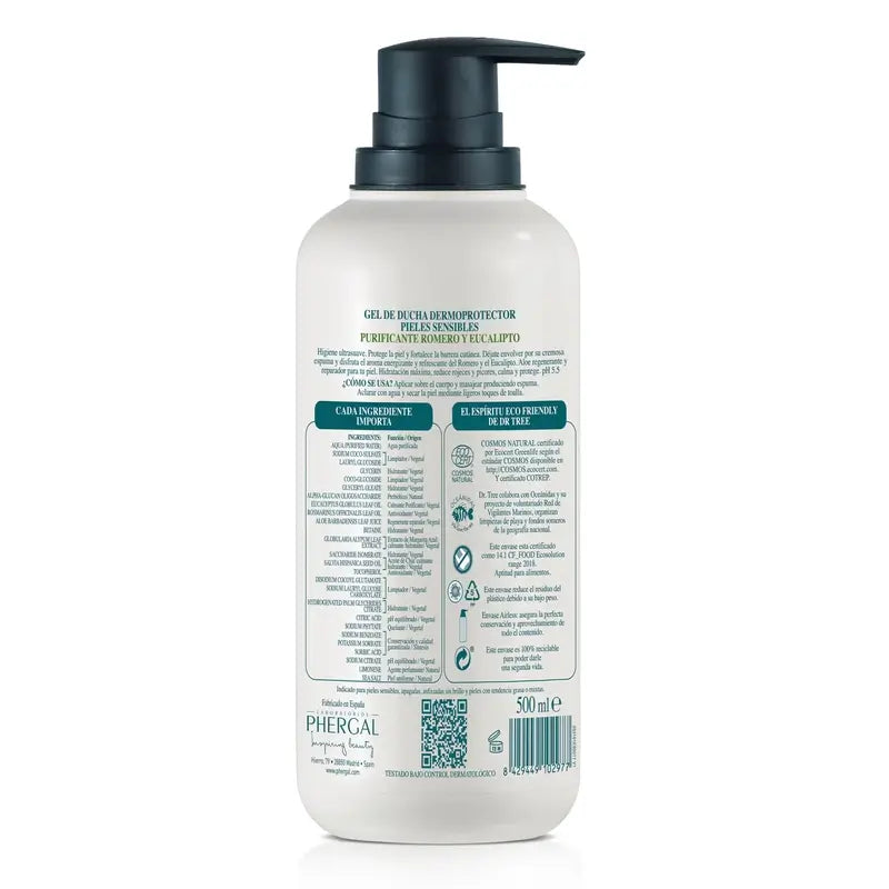 Dr. Tree Sprchový gél s prírodným rozmarínom, čistiaci, pre citlivú pokožku, 500 ml 
