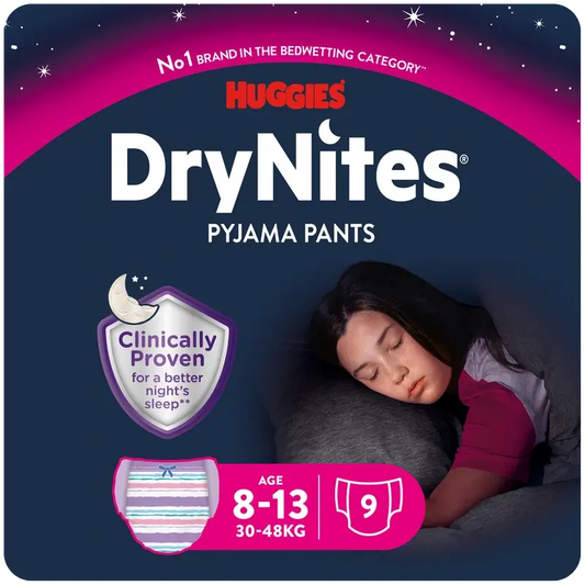 Drynites Night Nappies Size 8-13 Girl , 9 pieces